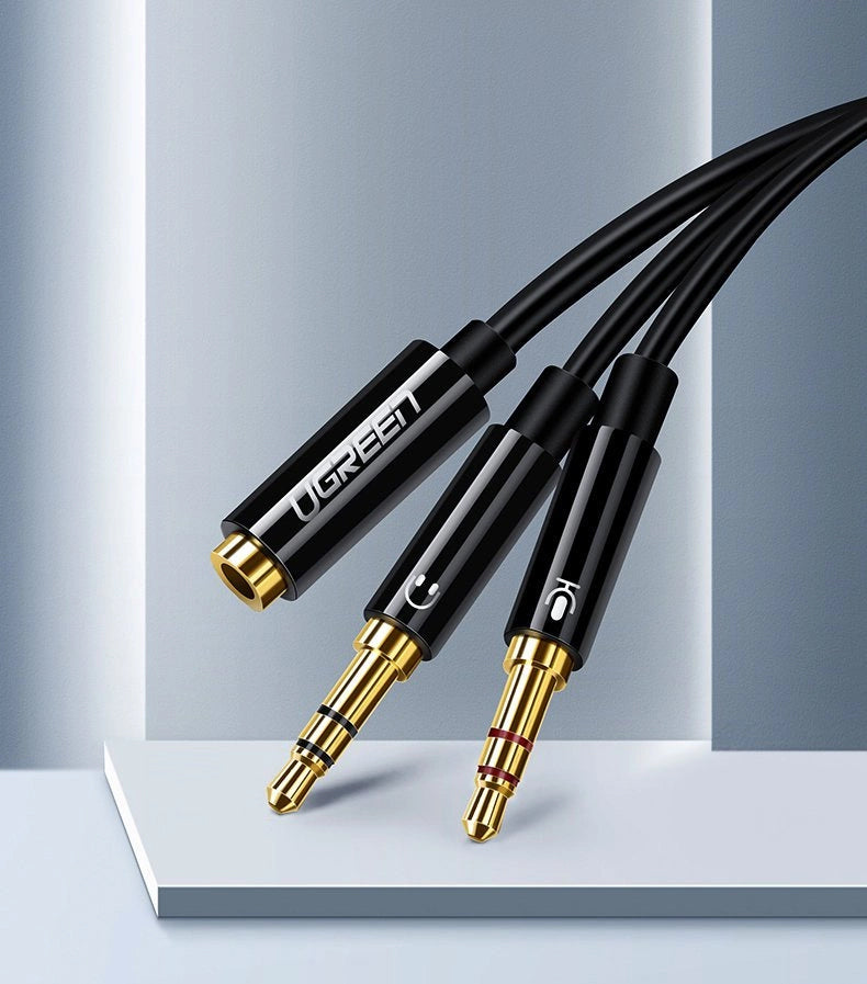 Audio Adapter 3.5mm - 2 x 3.5mm UGREEN AV140, 0.20m, Black 