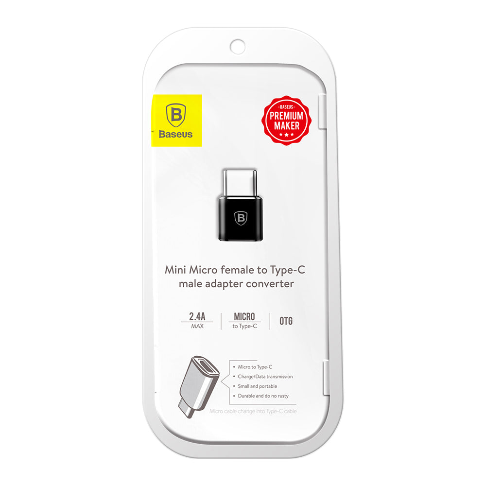 Baseus microUSB - USB-C Baseusov podatkovni in polnilni adapter, črn CAMOTG-01