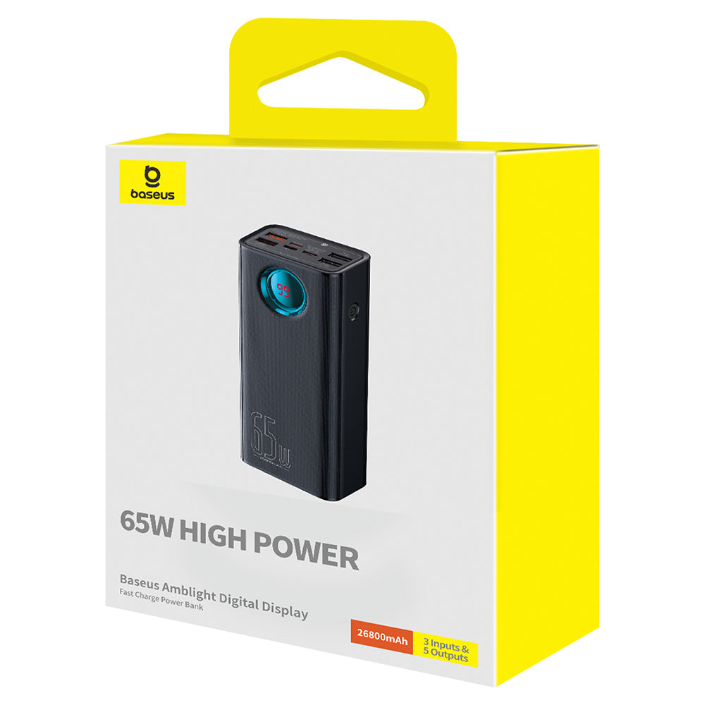 Zunanja baterija Baseus Amblight Digital Display, 26800mAh, 65W, QC + PD, 1 x USB-C - 4 x USB-A, črna P10022402113-00