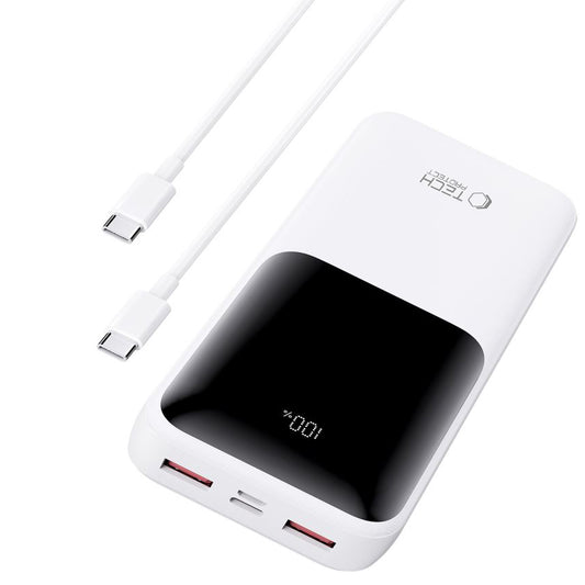 Zunanja baterija Tech-Protect PB02, 20000mAh, 22.5W, QC + PD, 1 x USB-C - 2 x USB-A, Bela