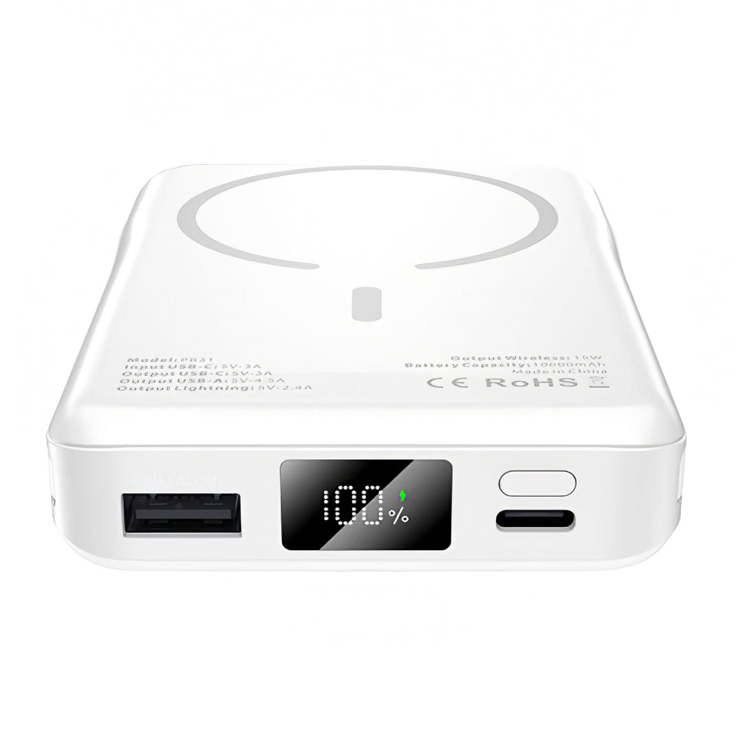 External Wireless Battery Tech-Protect PB31 LifeMag, 10000mAh, 15W, FQI, 1 x Lightning - 1 x QI - 1 x USB-A - 1 x USB-C, White