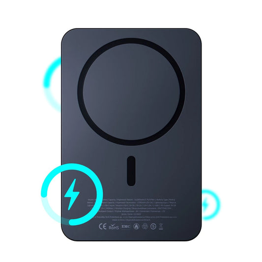 3MK MagSynergy zunanja brezžična baterija, 5000 mAh, 18 W, PD + FQI, 1 x QI - 1 x USB-C, črna