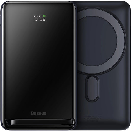 Baseus Magnetni nosilec Brezžična zunanja baterija, 10000 mAh, 20 W, PD + FQI, 1 x QI - 1 x USB-C, modra PPCX000203 