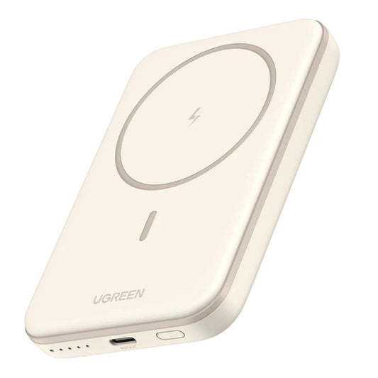 UGREEN PB560 brezžična zunanja baterija, 5000 mAh, 15 W, PD + QI, 1 x QI - 1 x USB-C, bež 