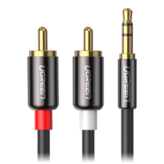 Zvočni kabel 3,5 mm - 2 x RCA UGREEN AV116, 3 m, siv