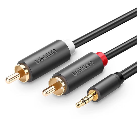 Zvočni kabel 3,5 mm - 2 x RCA UGREEN AV102, 2 m, črn 