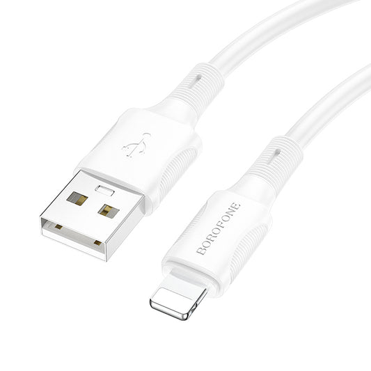 Podatkovni in polnilni kabel USB-A - Lightning Borofone BX80 Succeed, 18 W, 1 m, bel 