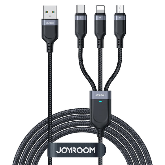 Polnilni kabel USB-A - Lightning / microUSB / USB-C Joyroom S-A18 3v1, 18 W, 1,2 m, črn 