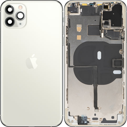 Apple iPhone 11 Pro Max pokrov za baterijo, s srednjim ohišjem, srebrn, zamenljiv 