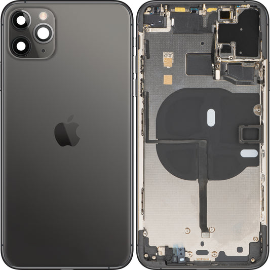 Apple iPhone 11 Pro Max baterijski pokrov, s srednjim ohišjem, črn (vesoljsko siv), zamenljiv (razred B)