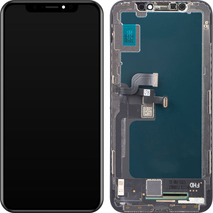 ZY zaslon na dotik za Apple iPhone X, z okvirjem, različica z vgrajenim zaslonom LCD, črn