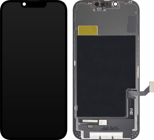 ZY zaslon na dotik za Apple iPhone 14, z okvirjem, v celici IC, premična različica LCD, črna 