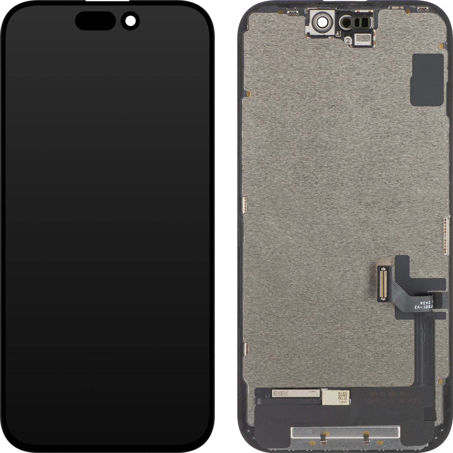 ZY zaslon na dotik za Apple iPhone 15, z okvirjem, v celici IC, premična različica LCD, črna 