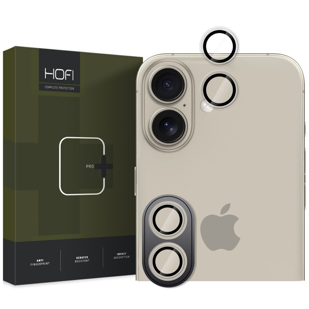 HOFI CamRing PRO+ Zaščitna folija za zadnjo kamero za Apple iPhone 16 Plus / 16, zaščitena s steklom, prozorna