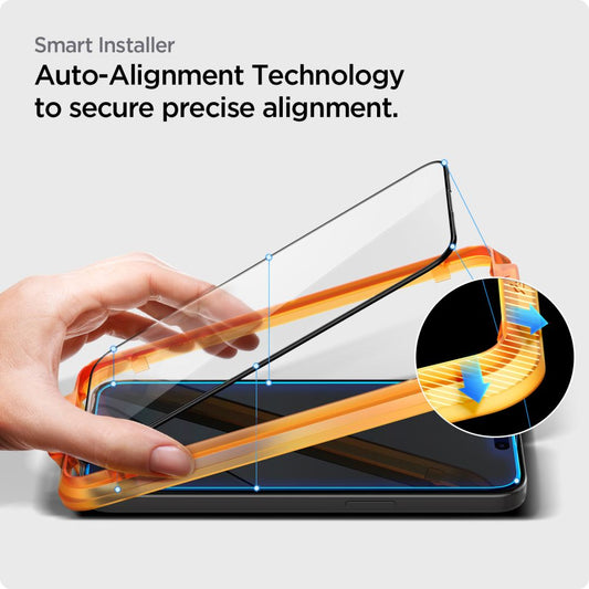 Spigen Align Master Screen Protector za Apple iPhone 15 Pro, zaščitno steklo, polno lepilo, komplet 2 kosa, 2,5D, črno