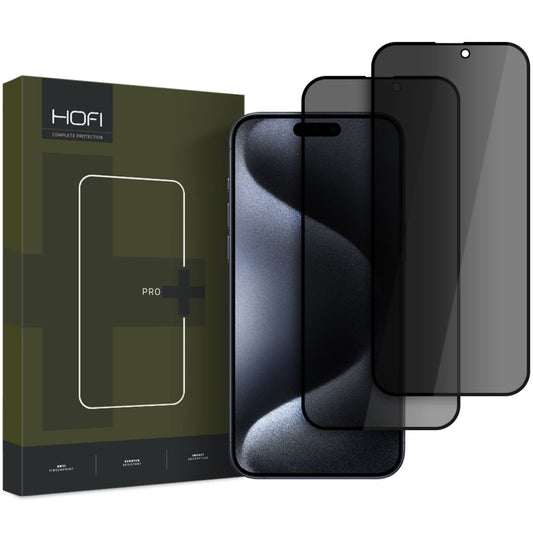Zaščita zaslona za zasebnost HOFI Glass PRO+ za Apple iPhone 16, zaščitni ščit, polno lepilo, komplet 2 kosa, 2,5D 
