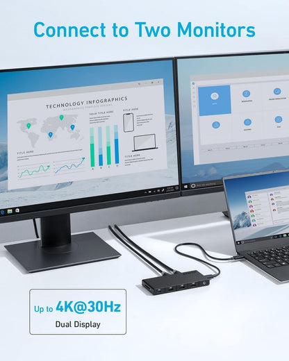 Hub USB-C Anker, 1 x USB-A 3.0 - 2 x USB-A - 3 x USB-C - 2 x HDMI - 1 x RJ45 - 1 x SD, Črn A83A2G11