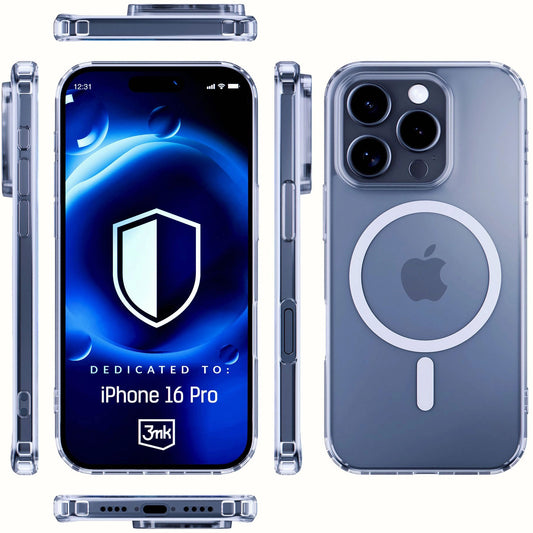 Ohišje MagSafe za Apple iPhone 16 Pro, 3MK, MagCase, prozorno 
