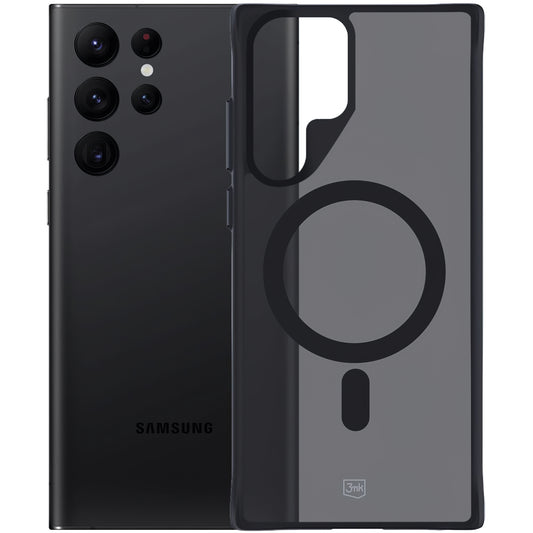 Ohišje MagSafe za Samsung Galaxy S22 Ultra 5G S908, 3MK, dimno ohišje MagCase, črno 