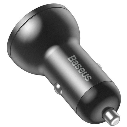 Baseus polnilec za avto z digitalnim zaslonom, 24 W, 2,4 A, 2 x USB-A, siv CCBX-0G 