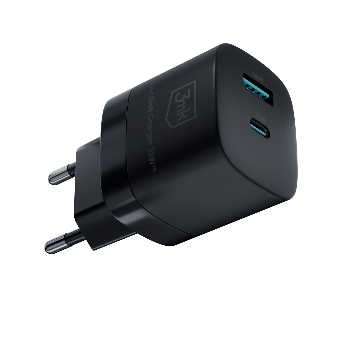Omrežni polnilnik 3MK HyperCharger GaN, 33 W, 3A, 1 x USB-A - 1 x USB-C, črn 
