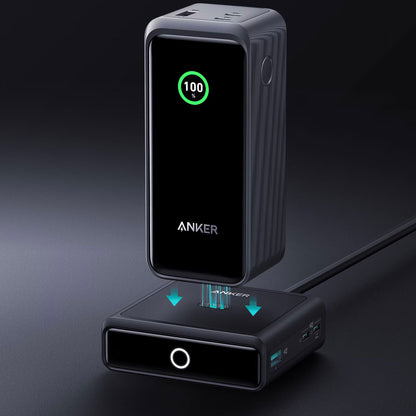 Ankerjev omrežni polnilnik za zunanjo baterijo Prime, 100 W, 3A, 1 x Pogo Pin - 1 x USB-C - 2 x USB-A, črn A190902311 