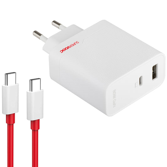 Omrežni polnilnik OnePlus s kablom USB-C OnePlus, 80 W, 7,3 A, 1 x USB-A - 1 x USB-C, bel 5461100597