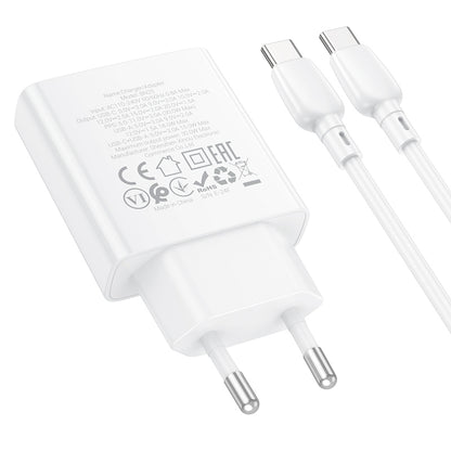 Omrežni polnilnik s kablom USB-C Borofone BN25 Wish, 30 W, 3A, 1 x USB-A - 1 x USB-C, bel 